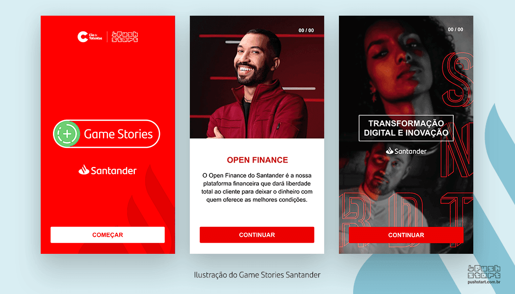 Imagem ilustrativa do Stories Santander criado pela PushStart